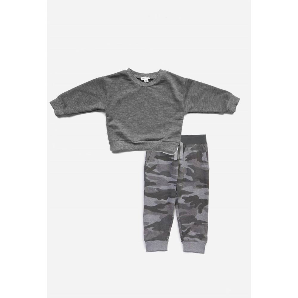 NEW SPLENDID boy's toddler camo jogger set in grey